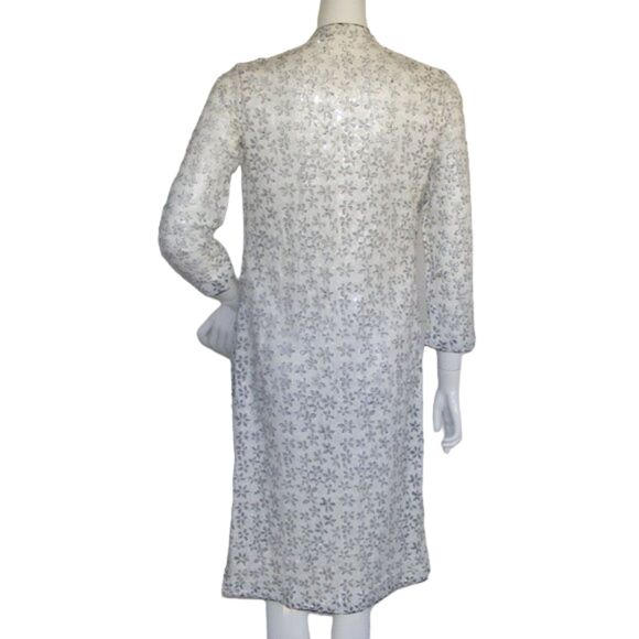 SALIMA MALIK Sequined Jacket/Cover-up, XS/S, Open front, White Floral, Vented - Picture 6 of 11